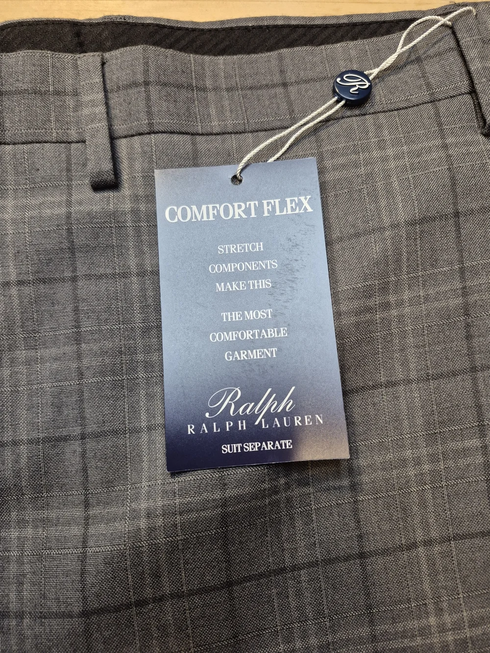Ralph Lauren Gray Plaid Men's Dress Pants 48 Long (Unhemmed) 3806